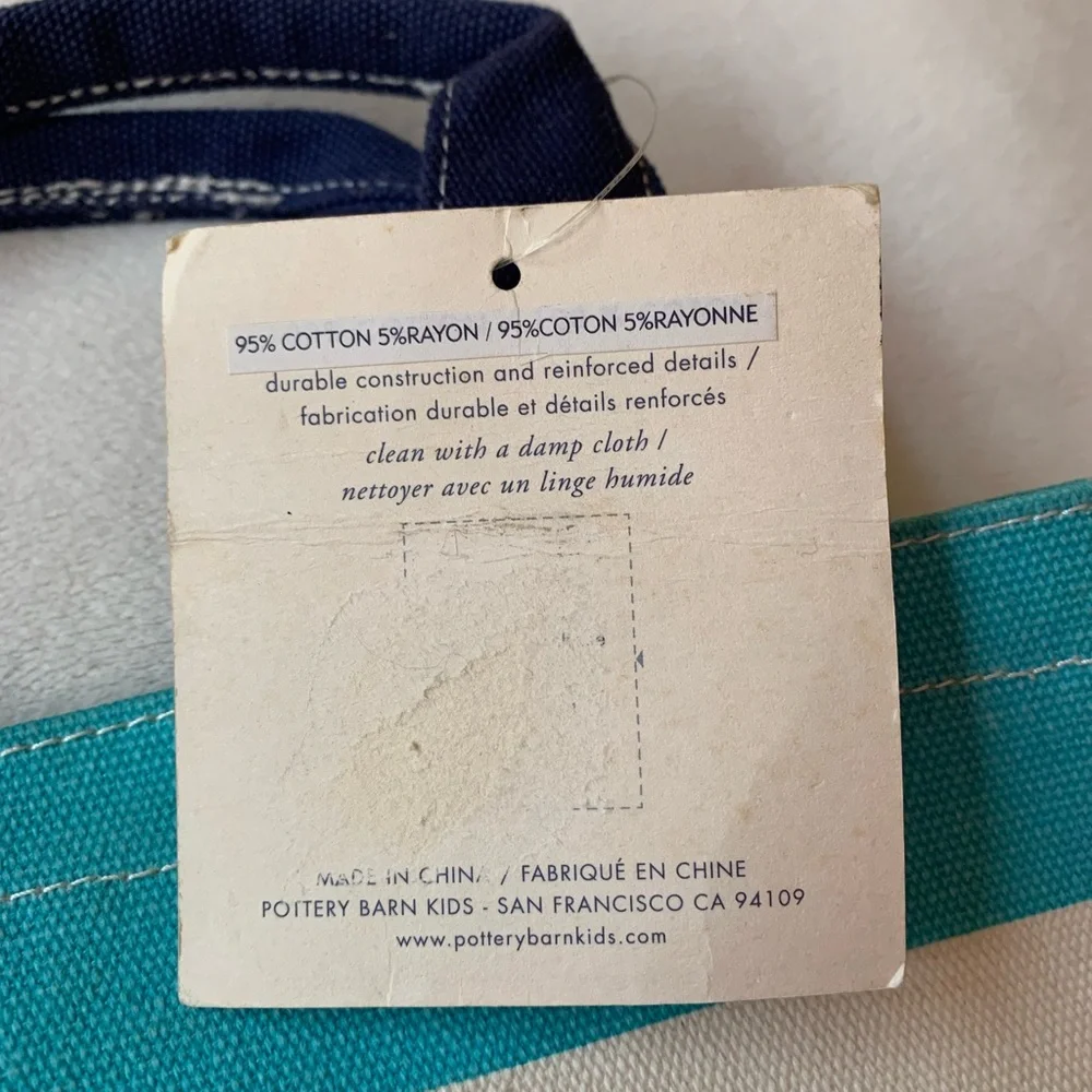 POTTERY BARN Kids 95% cotton heavier canvas mini tote bag NWT